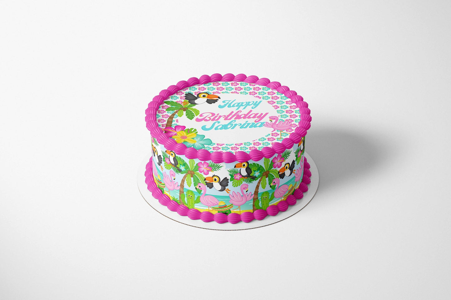 TROPICAL BEACH PARTY Edible Image Edible Paper Tropical party Flamingo cake topper beach party cactus party cactus cake Succulent