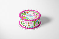 TROPICAL BEACH PARTY Edible Image Edible Paper Tropical party Flamingo cake topper beach party cactus party cactus cake Succulent