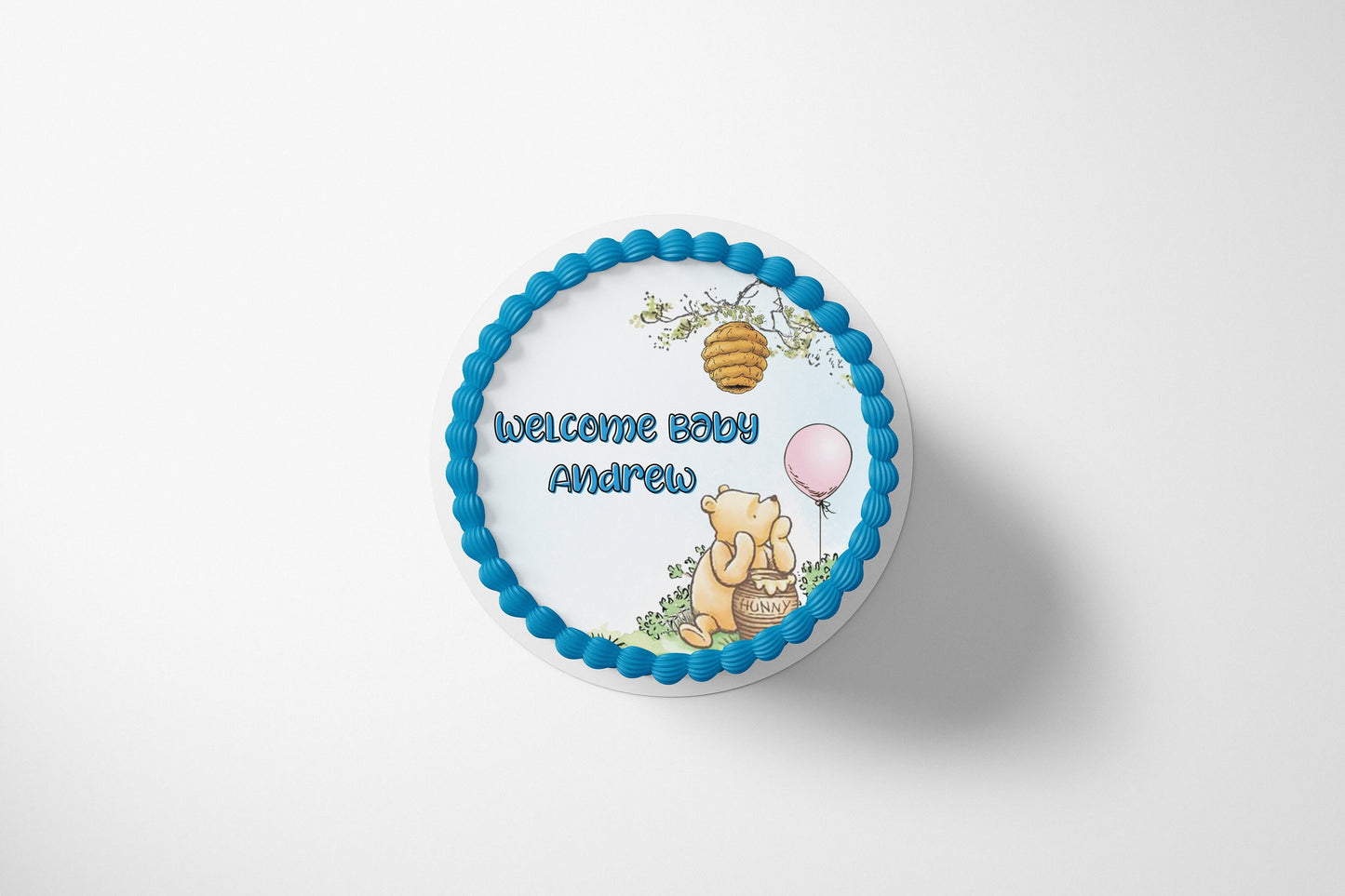POOH BEAR BABY Shower Cake/Cake Wrap/Icing Sheet/Edible Image/pooh bear cake wrap/pooh bear icing sheet/pooh bear cake topper