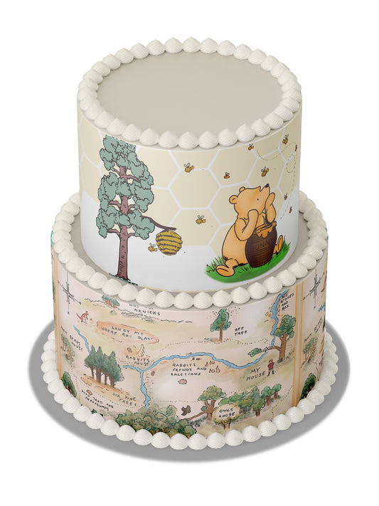 Pooh Bear Edible Cake Wraps | Baby Shower Cake Decoration
