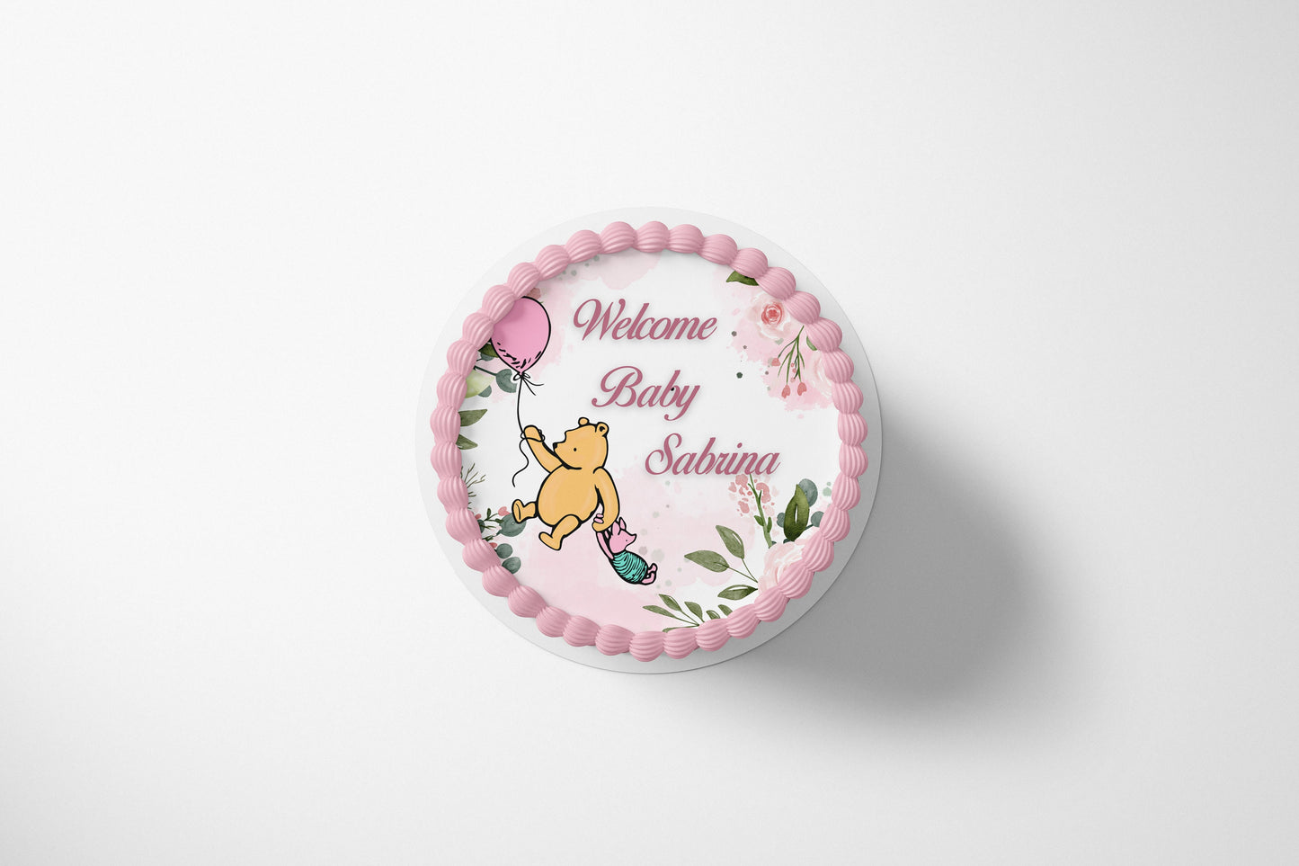 Pooh Bear Baby Shower Cake Topper | Pink Pooh | Girl Baby Shower