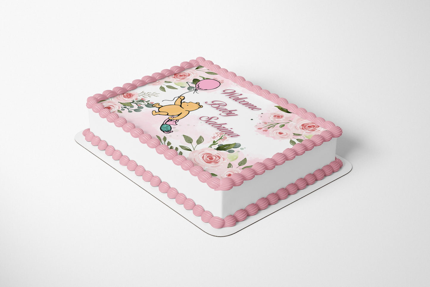 Pooh Bear Baby Shower Cake Topper | Pink Pooh | Girl Baby Shower