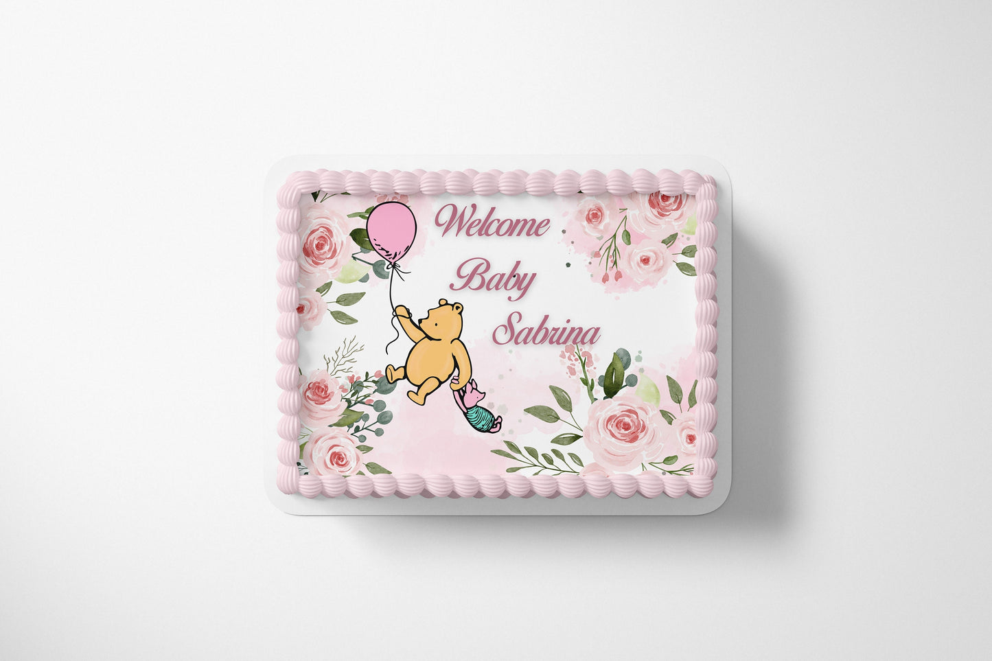 Pooh Bear Baby Shower Cake Topper | Pink Pooh | Girl Baby Shower