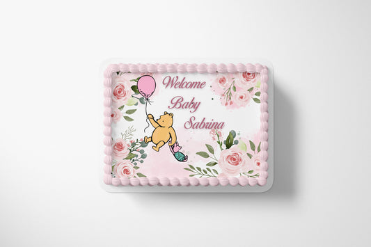 Pooh Bear Baby Shower Cake Topper | Pink Pooh | Girl Baby Shower