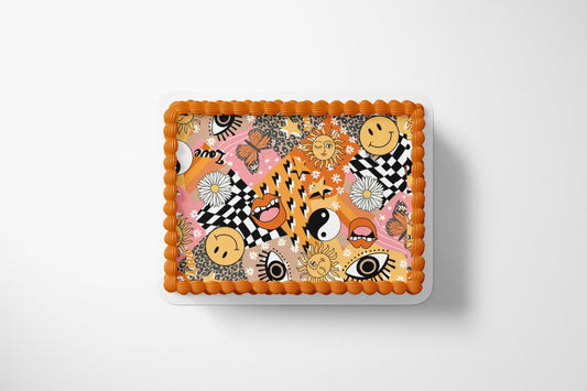 RETRO BIRTHDAY EDIBLE Image Retro party Good vibes party