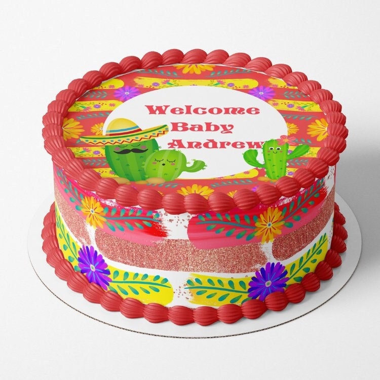 FIESTA PARTY CAKE Fiesta Flowers Edible Cake Wrap Edible Paper Donkey piñata Mexican Papel Picado Cinco de Mayo Day of the dead Decoration
