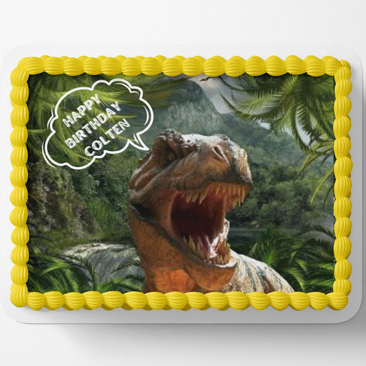 DINOSAUR CAKE TOPPER Jurassic Dinosaurs Edible Image Cake Wrap Icing Sheet Dinos Dinosaur Birthday cake