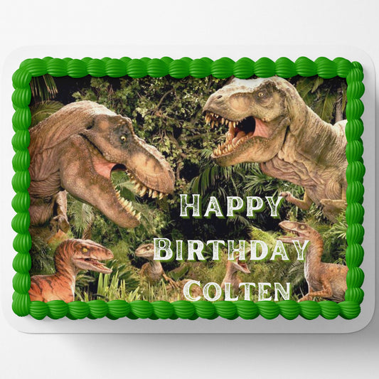DINOSAUR CAKE TOPPER Jurassic Dinosaurs Edible Image Cake Wrap Icing Sheet Dinos Dinosaur Birthday cake