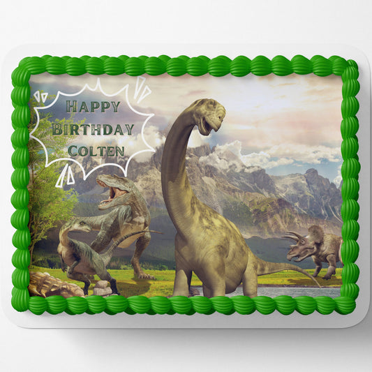 DINOSAUR CAKE TOPPER Jurassic Dinosaurs Edible Image Cake Wrap Icing Sheet Dinos Dinosaur Birthday cake