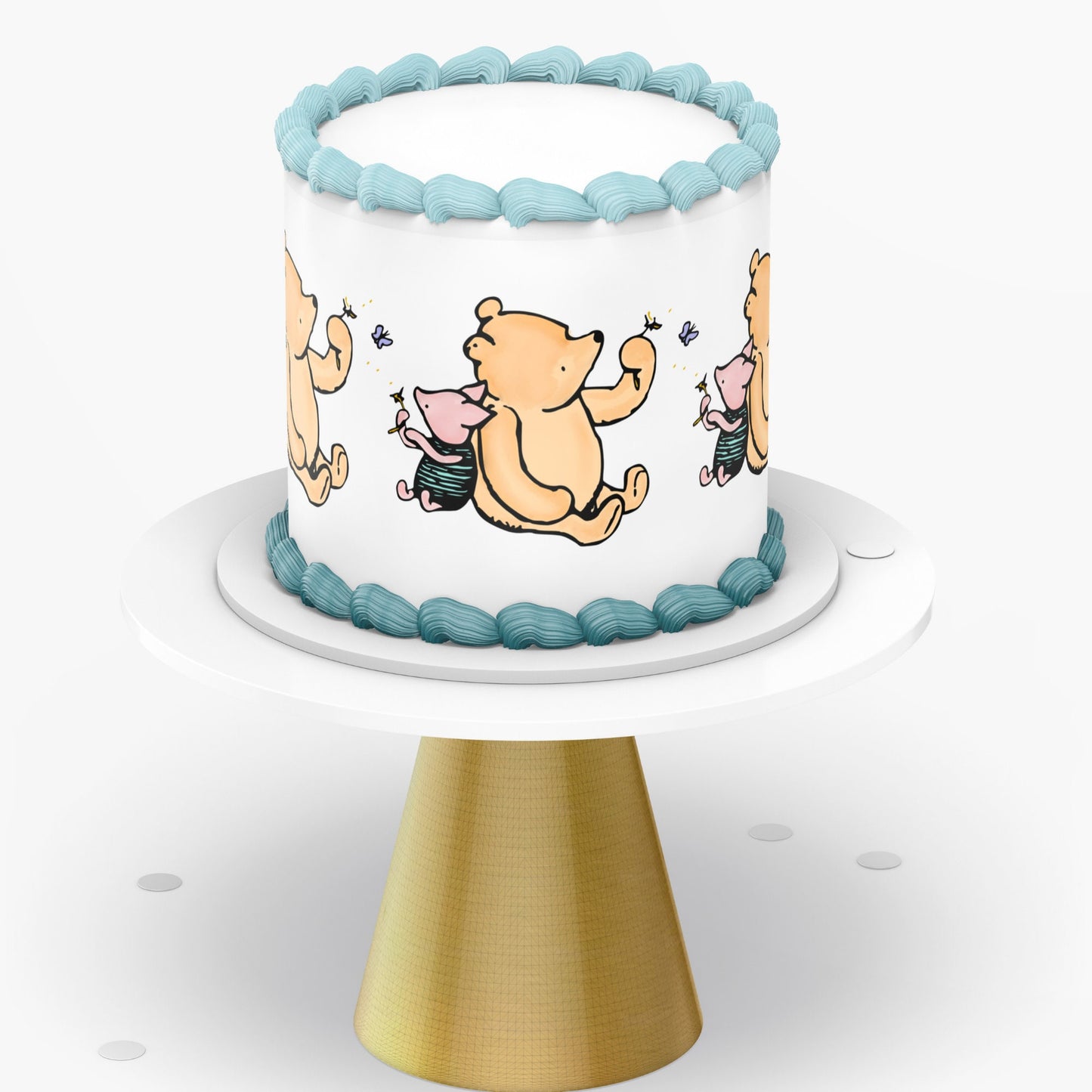 Pooh Bear Baby Shower Cake Wraps | Edible Border Decoration