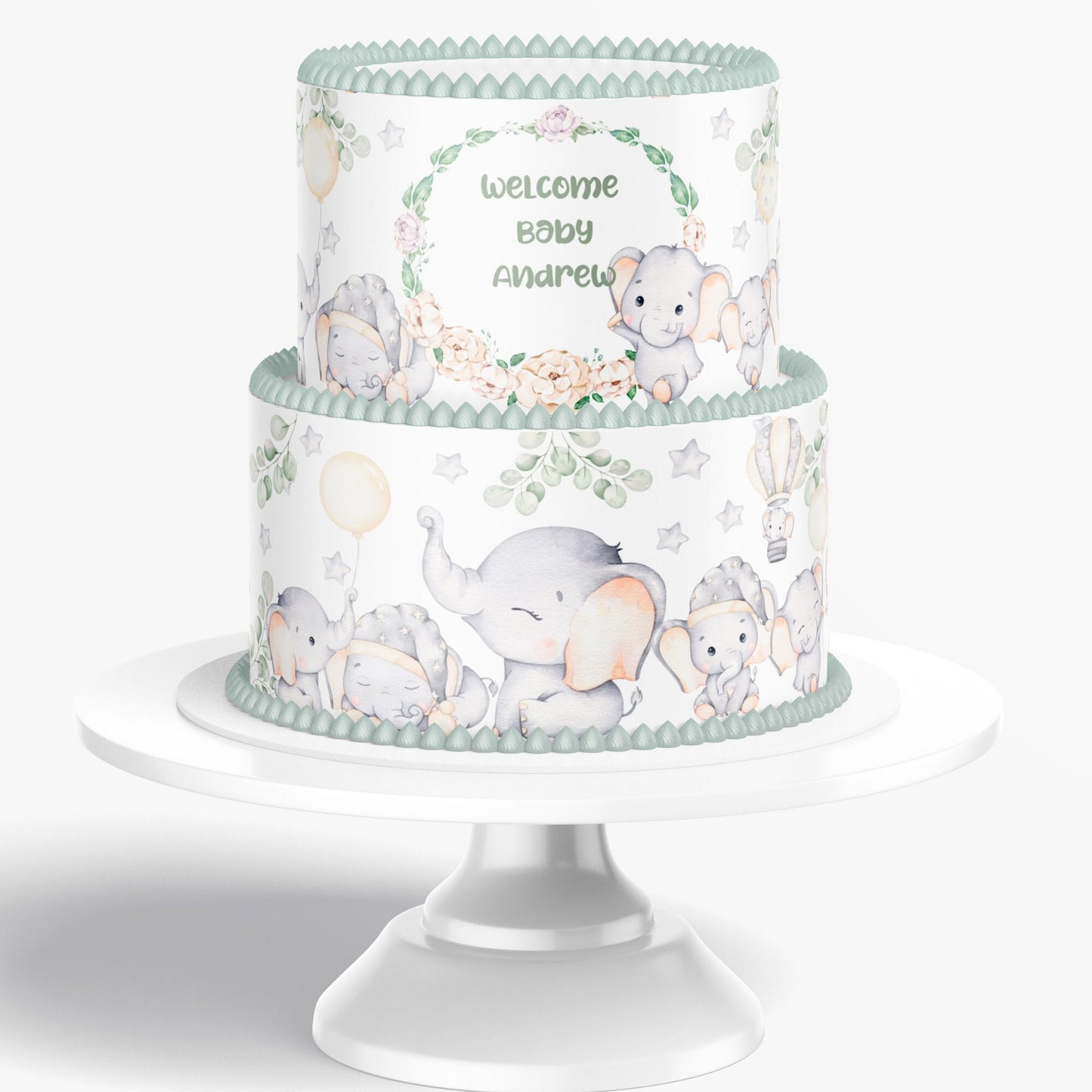 Elephant Baby Shower Cake Topper, Elephant cake Decorations, Cake Wrap, Sheet Cake Topper