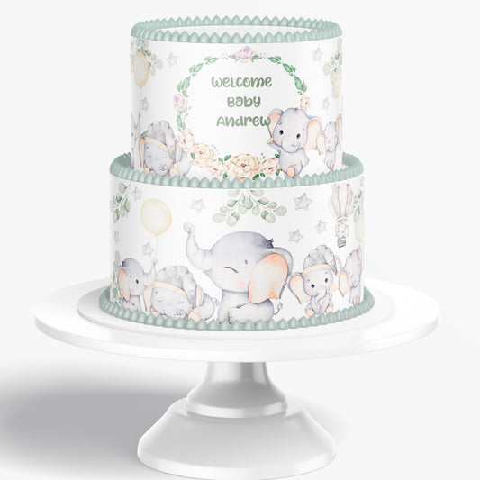 Elephant Baby Shower Cake Topper, Elephant cake Decorations, Cake Wrap, Sheet Cake Topper