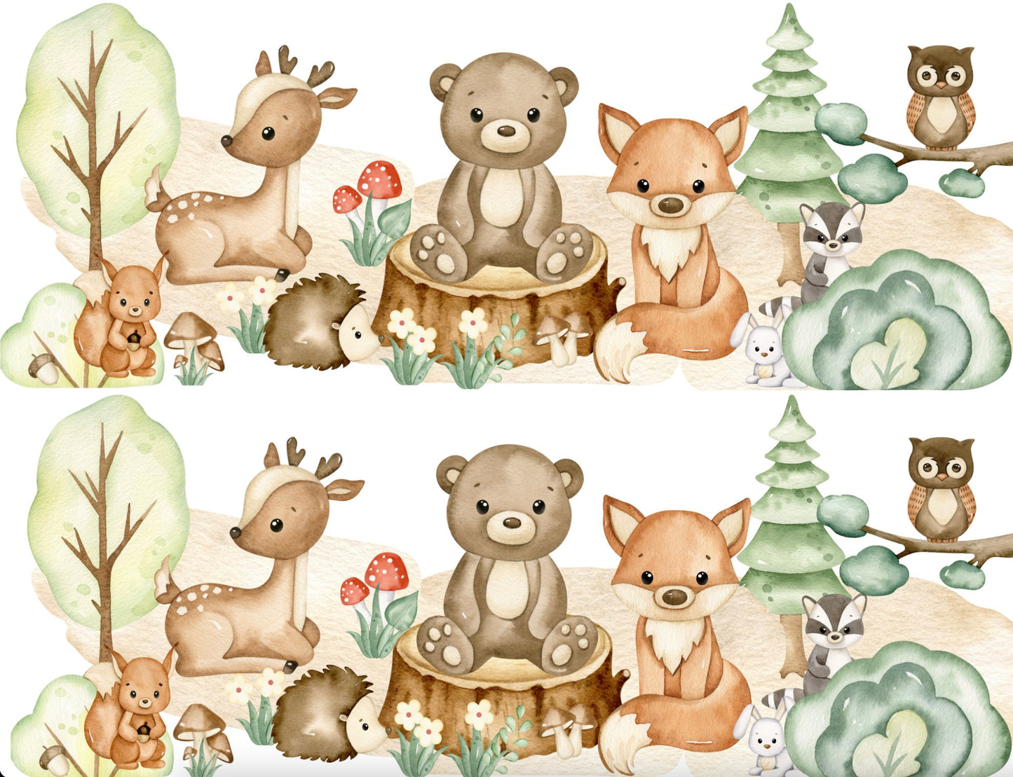 WOODLAND BABY SHOWER Edible Image Forest Animal baby Shower Bear Fox  Raccoon hedgehog deer