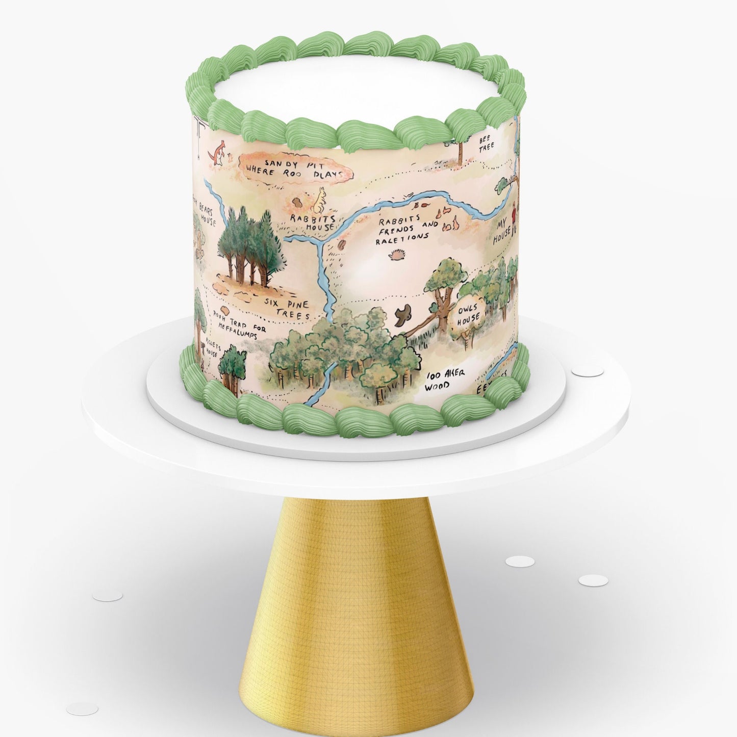 Custom Pooh Bear Cake Wrap | Edible Image for Baby Shower Cakes