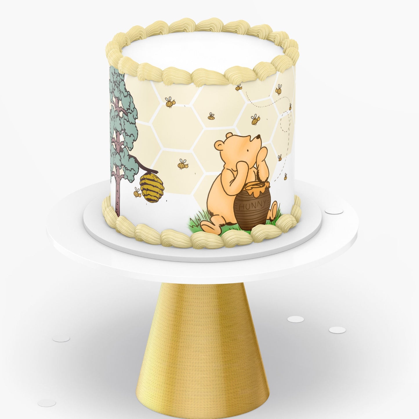 Custom Pooh Bear Cake Wrap | Edible Image for Baby Shower Cakes