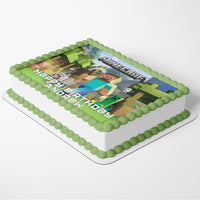 Minecraft Cake Topper Round Edible Image Mindcraft Birthday Party