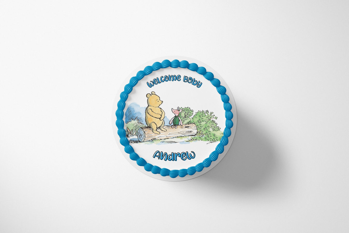 POOH BEAR BABY Shower Cake/Cake Wrap/Icing Sheet/Edible Image/pooh bear cake wrap/pooh bear icing sheet/pooh bear cake topper