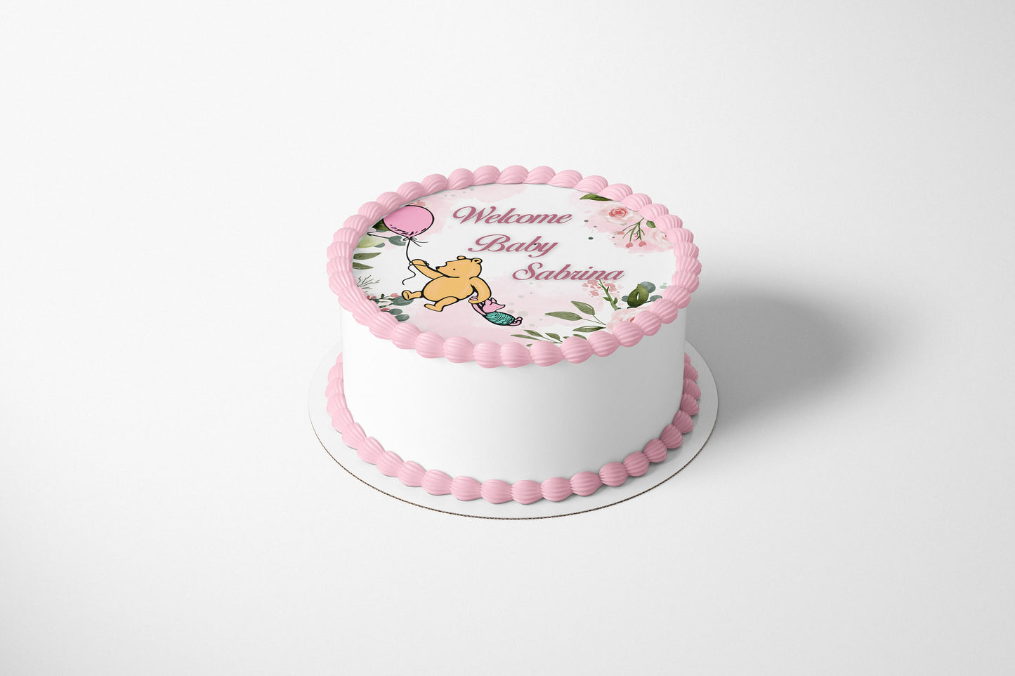 Pooh Bear Baby Shower Cake Topper | Pink Pooh | Girl Baby Shower