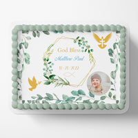 BAPTISM CAKE TOPPER Baptism Edible Image Christening Cake Topper Christening Edible Image Personalizable Cake Topper Cross Holy Communion