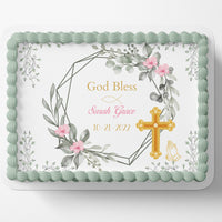 BAPTISM CAKE TOPPER Baptism Edible Image Christening Cake Topper Christening Edible Image Personalizable Cake Topper Cross Holy Communion