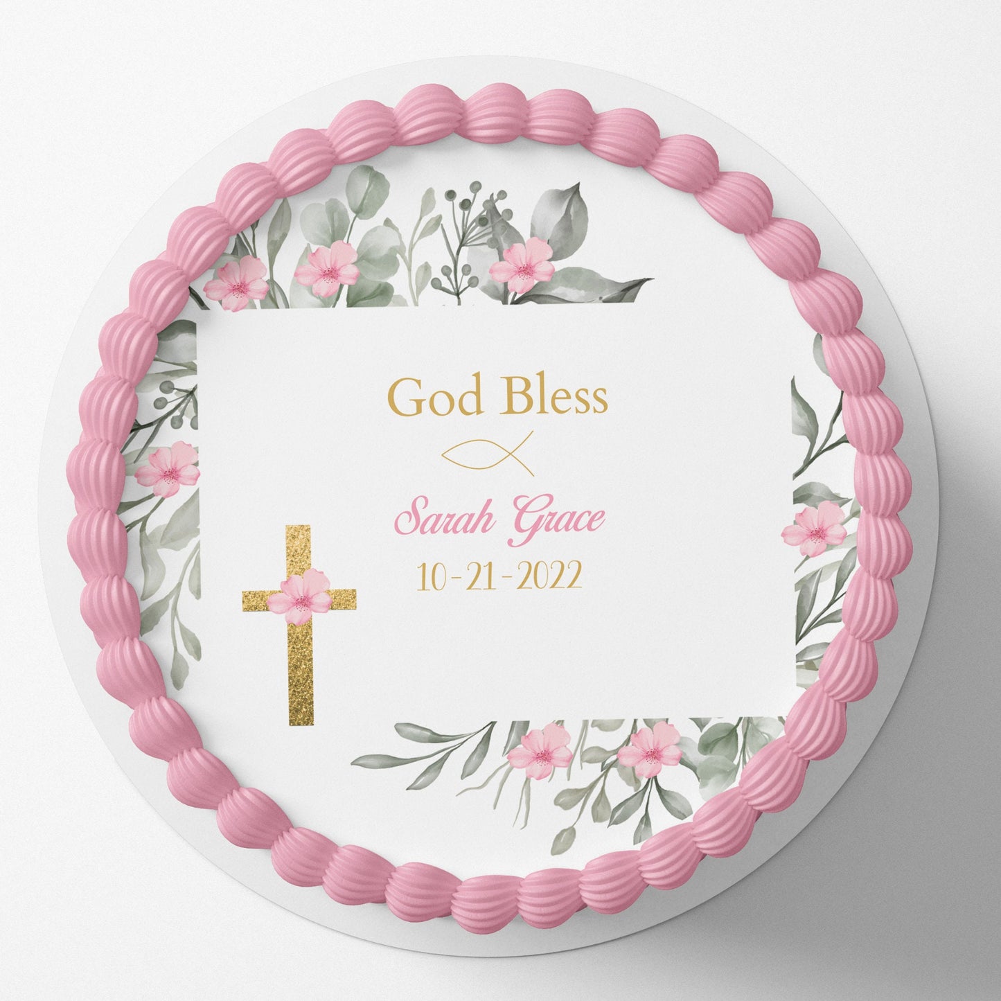 Baptism Cake Topper, Christening Cake Topper, Edible Image cake Topper, Cross Cake topper, Firt Holy Communion Cake Topper