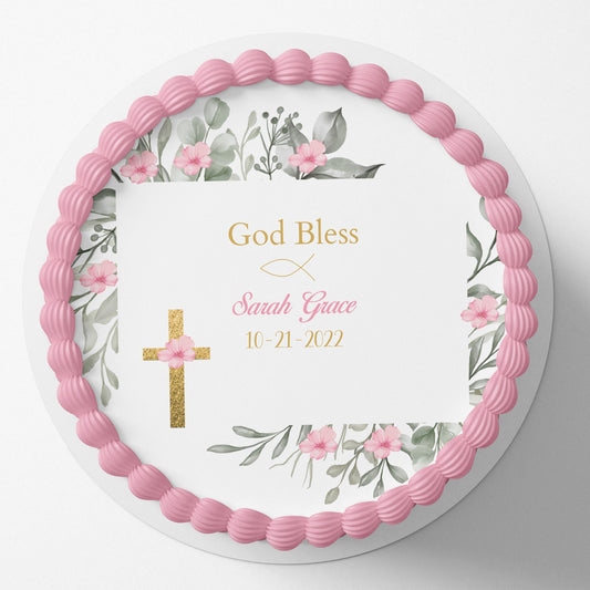Baptism Cake Topper, Christening Cake Topper, Edible Image cake Topper, Cross Cake topper, Firt Holy Communion Cake Topper
