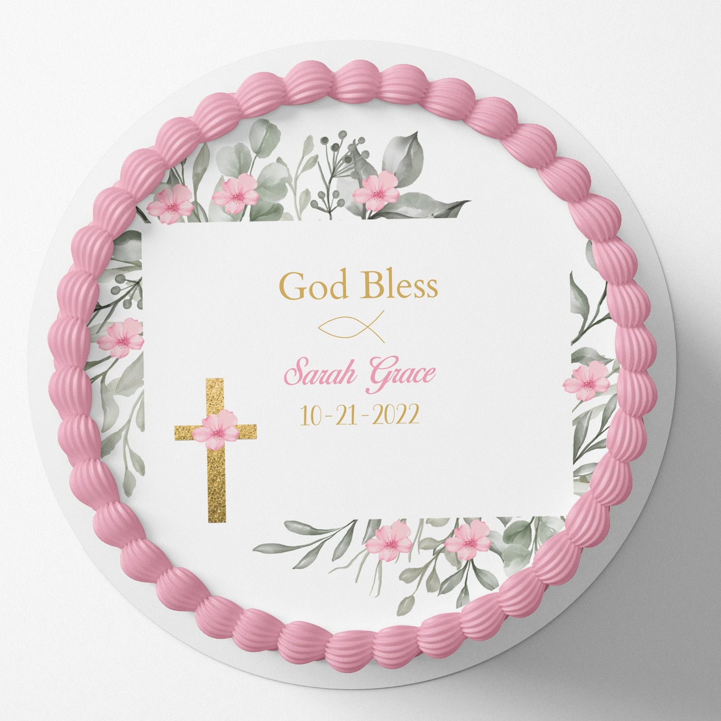 BAPTISM CAKE TOPPER Baptism Edible Image Christening Cake Topper Christening Edible Image Personalizable Cake Topper Cross Holy Communion