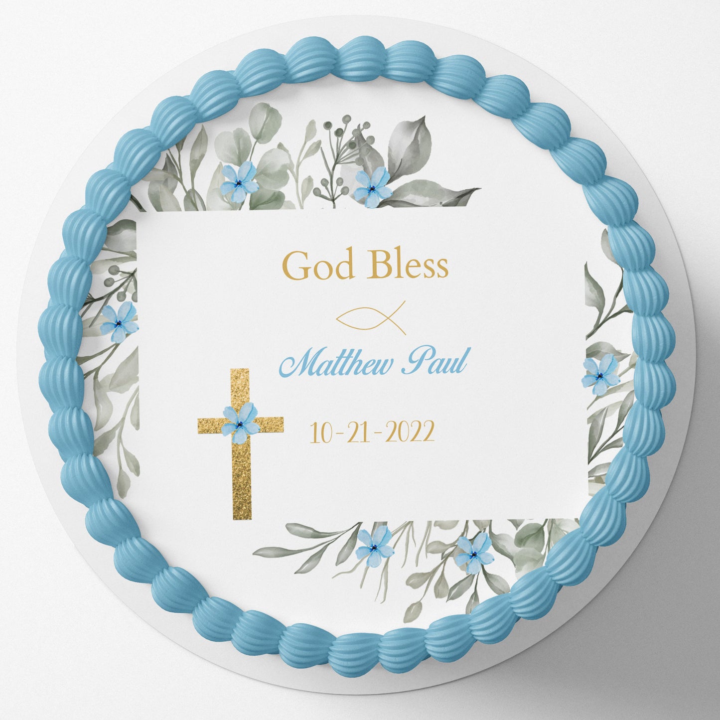 BAPTISM CAKE TOPPER Baptism Edible Image Christening Cake Topper Christening Edible Image Personalizable Cake Topper Cross Holy Communion