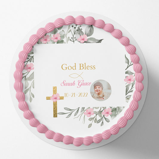 Baptism Cake Topper, Christening Cake Topper, Edible Image cake Topper, Cross Cake topper, Firt Holy Communion Cake Topper