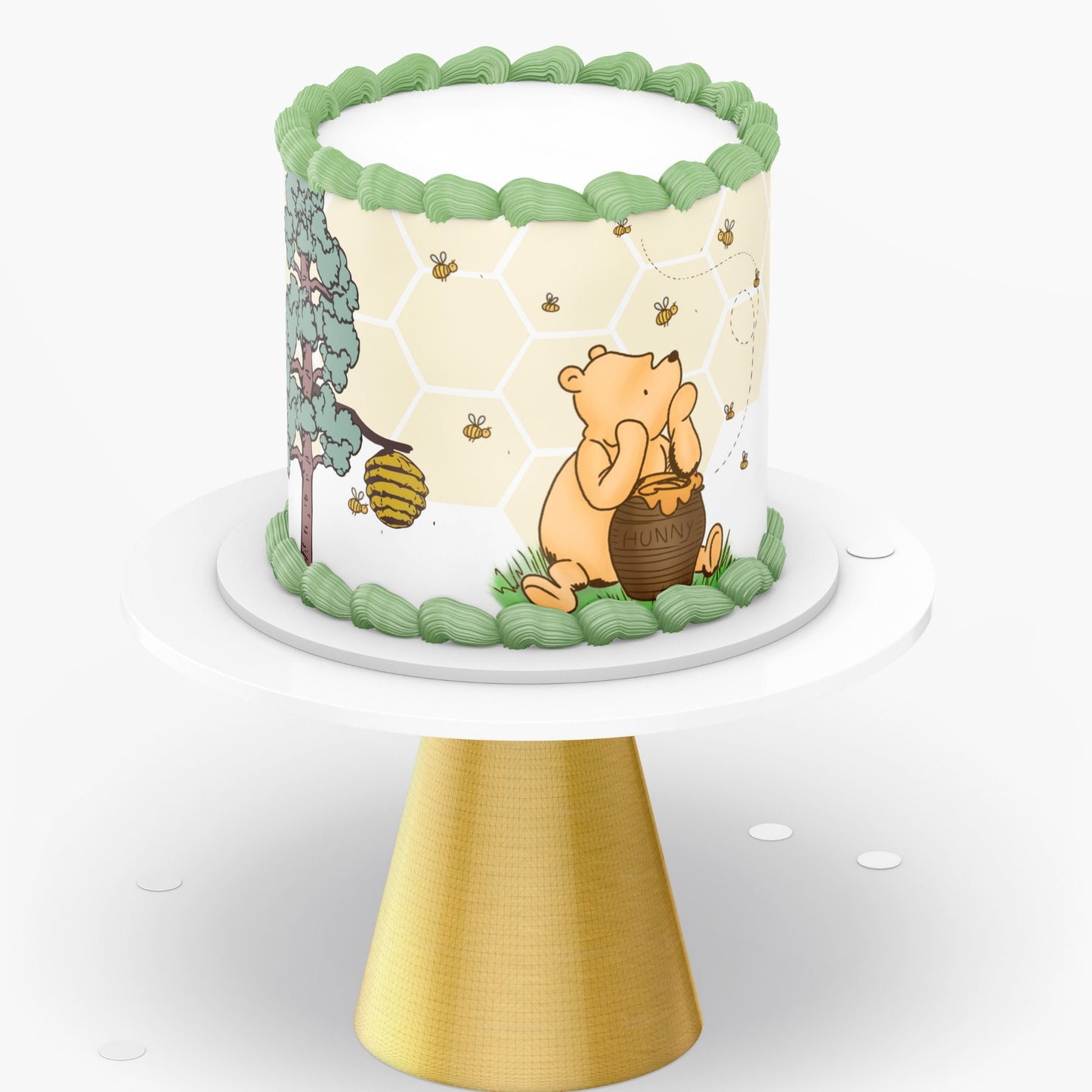 Pooh Bear Edible Icing Wraps | Custom Baby Shower Cake Design