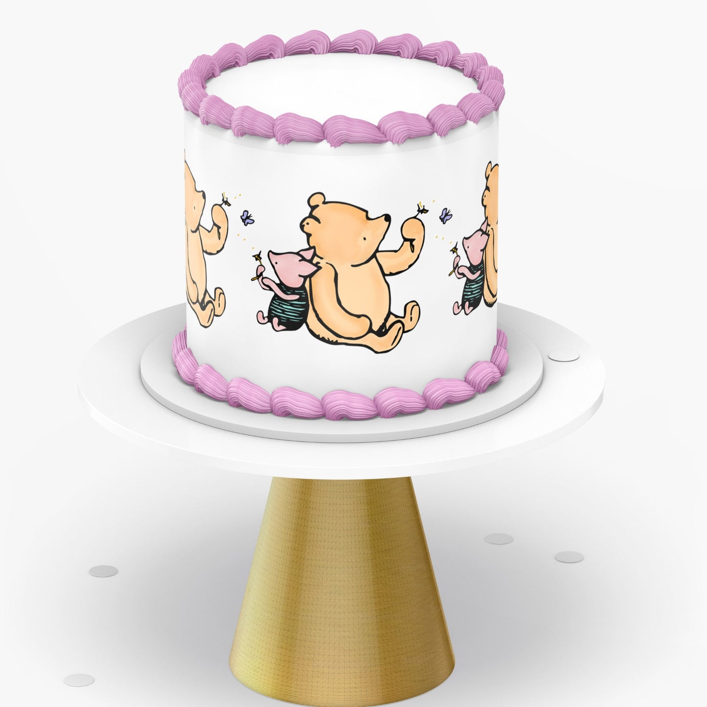 Pooh Bear Baby Shower Cake Wraps | Edible Border Decoration