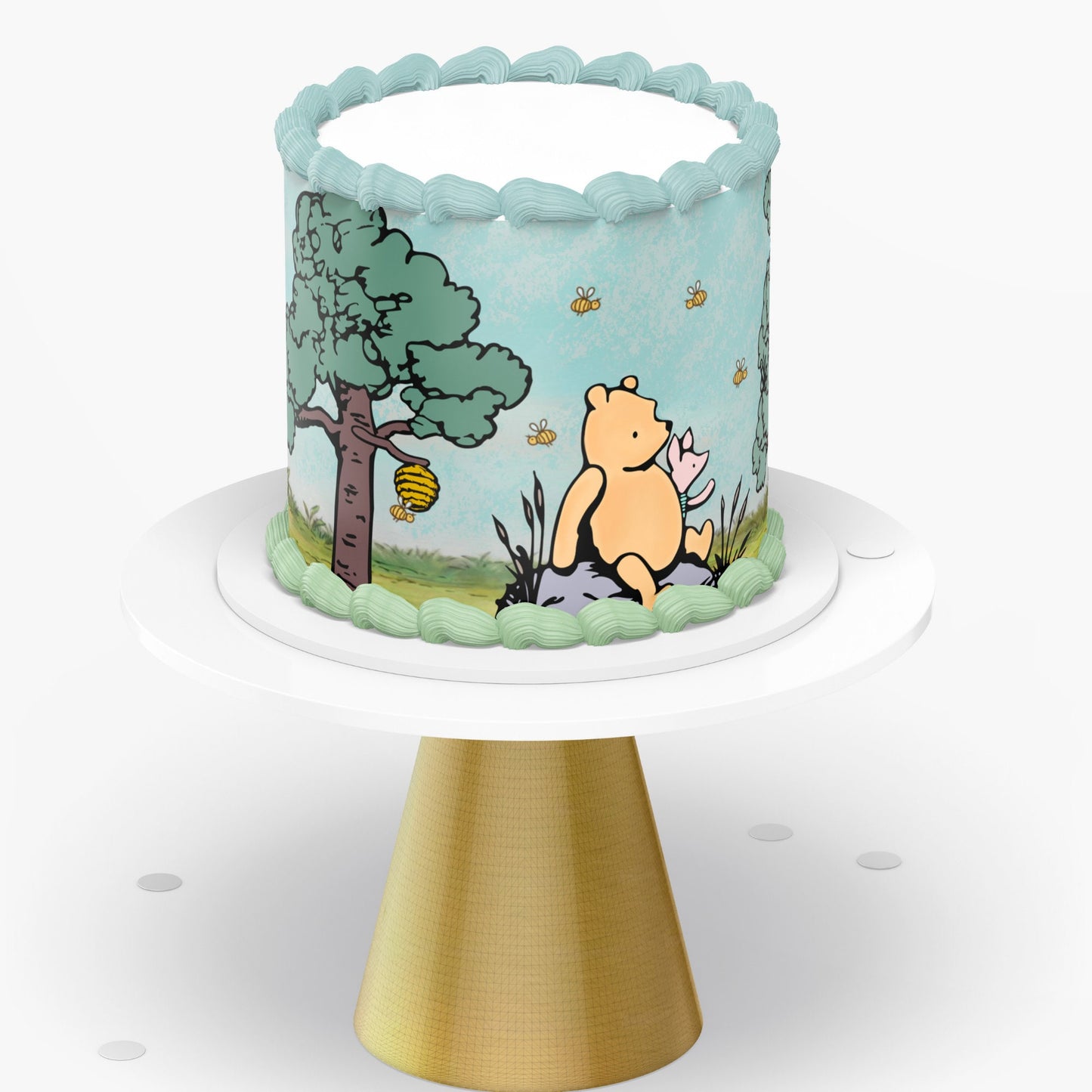 Classic Pooh Bear Cake Wrap | Baby Shower Edible Image Strips