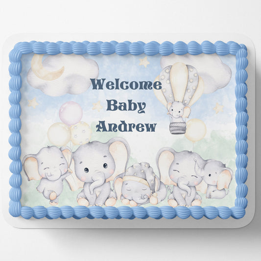 ELEPHANT BABY SHOWER Cake Topper Edible Image ELEPHANT Sheet Cake Topper