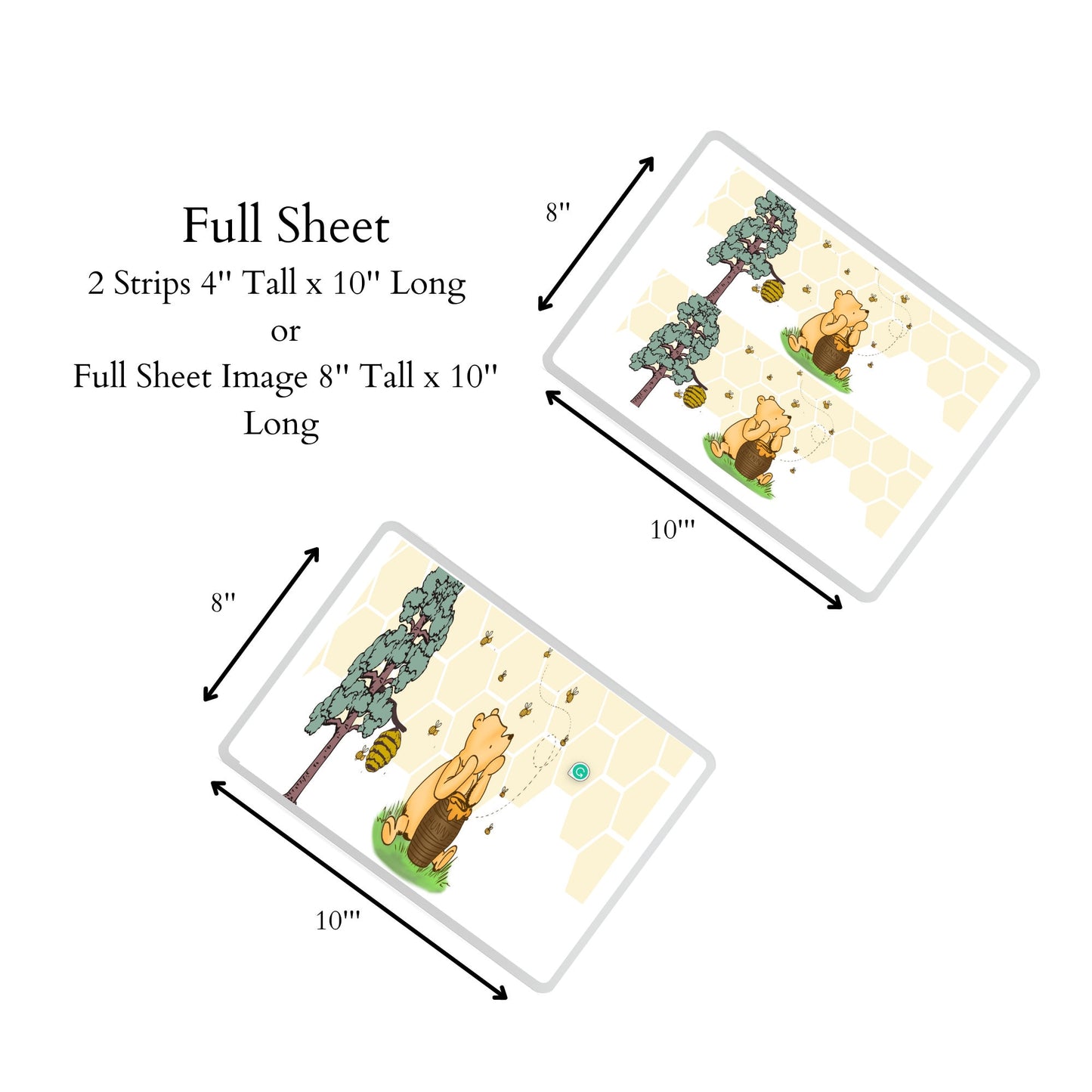 Pooh Bear Cake Side Wraps | Edible Image | Baby Shower Decor