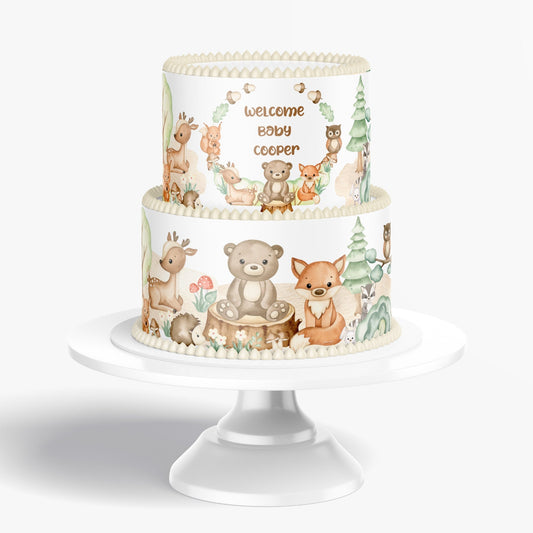 WOODLAND BABY SHOWER Edible Image Forest Animal baby Shower Bear Fox  Raccoon hedgehog deer