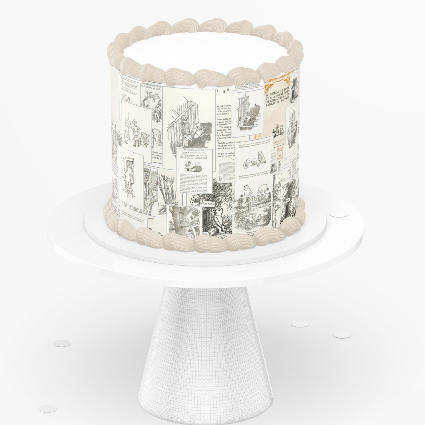 Pooh Bear Picture on Cake | Baby Shower Edible Topper
