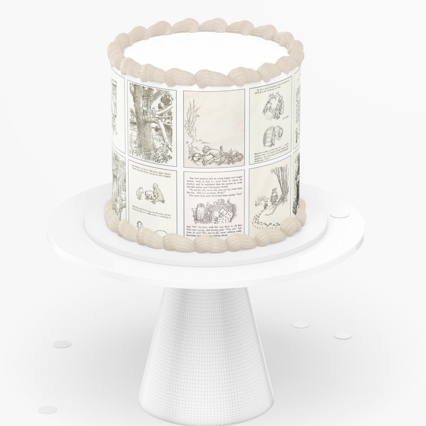 Pooh Bear Picture on Cake | Baby Shower Edible Topper