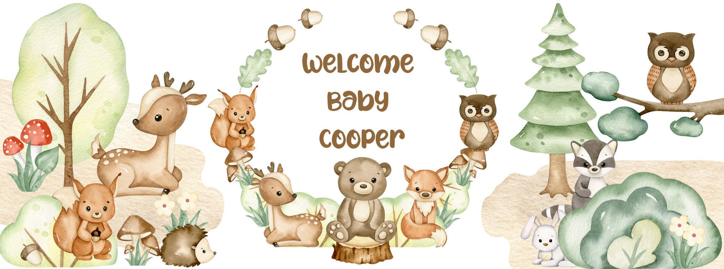 WOODLAND BABY SHOWER Edible Image Forest Animal baby Shower Bear Fox  Raccoon hedgehog deer