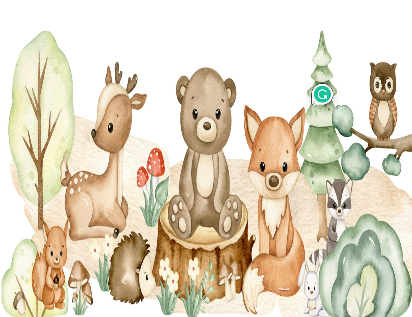 WOODLAND BABY SHOWER Edible Image Forest Animal baby Shower Bear Fox  Raccoon hedgehog deer