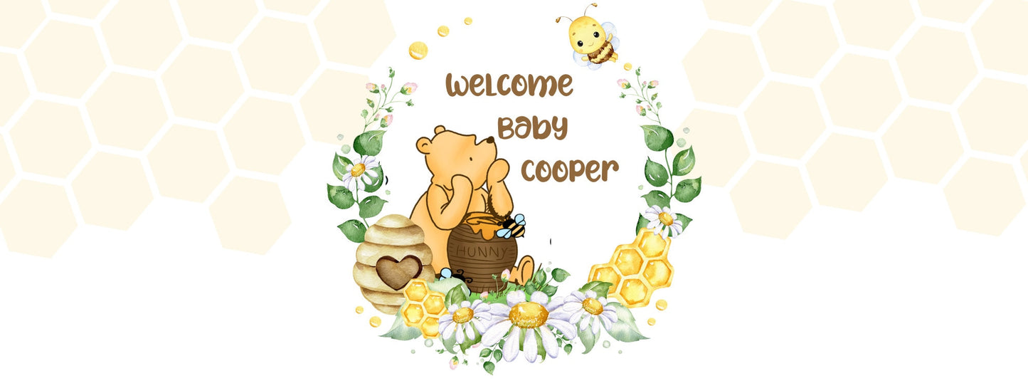 Pooh Bear Cake Side Wraps | Edible Image | Baby Shower Decor