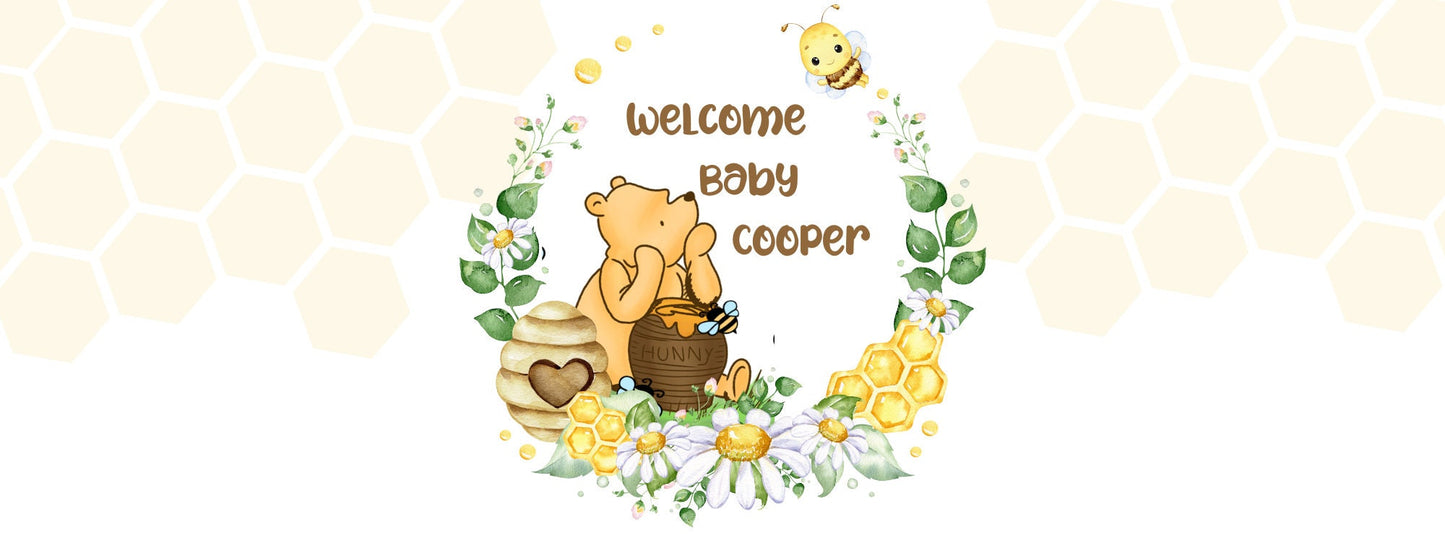Pooh Bear Cake Topper | Personalized Edible Image | Girl Shower
