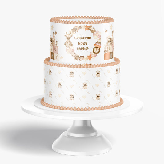 BOHO BABY SHOWER Cake Vintage Toy Baby shower cake Edible Image Vintage Doll cake topper Vintage Baby shower Edible Image Cake Wrap