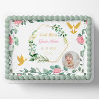 BAPTISM CAKE TOPPER Baptism Edible Image Christening Cake Topper Christening Edible Image Personalizable Cake Topper Cross Holy Communion