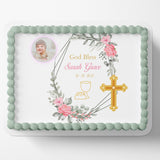 BAPTISM CAKE TOPPER Baptism Edible Image Christening Cake Topper Christening Edible Image Personalizable Cake Topper Cross Holy Communion