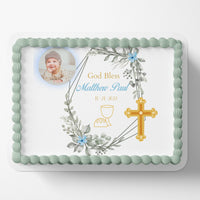 BAPTISM CAKE TOPPER Baptism Edible Image Christening Cake Topper Christening Edible Image Personalizable Cake Topper Cross Holy Communion