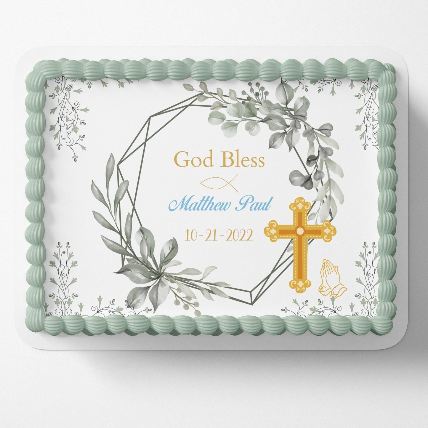 BAPTISM CAKE TOPPER Baptism Edible Image Christening Cake Topper Christening Edible Image Personalizable Cake Topper Cross Holy Communion