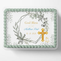 BAPTISM CAKE TOPPER Baptism Edible Image Christening Cake Topper Christening Edible Image Personalizable Cake Topper Cross Holy Communion