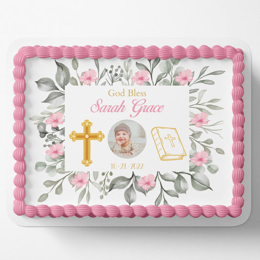 Baptism Cake Topper, Christening Cake Topper, Edible Image cake Topper, Cross Cake topper, Firt Holy Communion Cake Topper