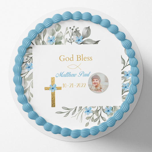 Baptism Cake Topper, Christening Cake Topper, Edible Image cake Topper, Cross Cake topper, First Holy Communion Cake Topper
