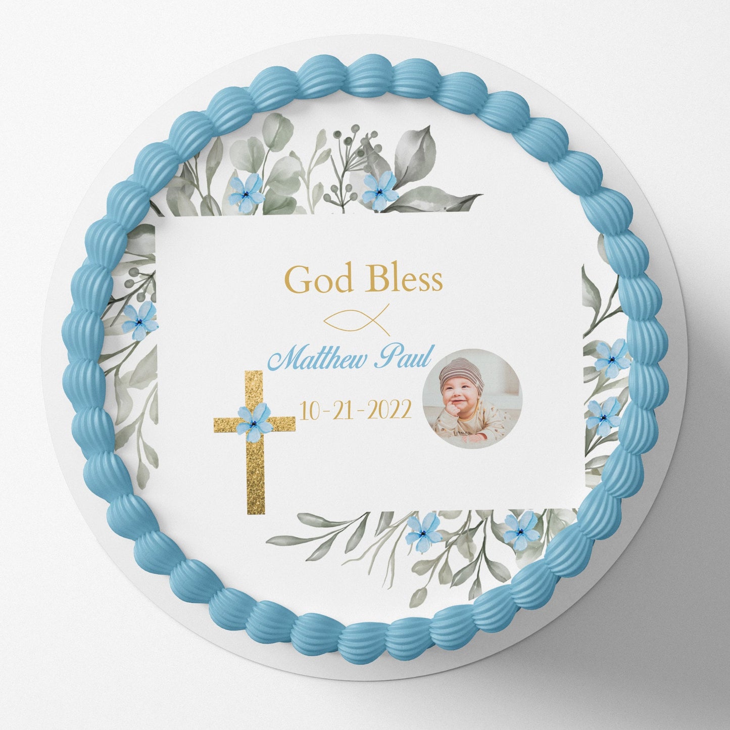 BAPTISM CAKE TOPPER Baptism Edible Image Christening Cake Topper Christening Edible Image Personalizable Cake Topper Cross Holy Communion
